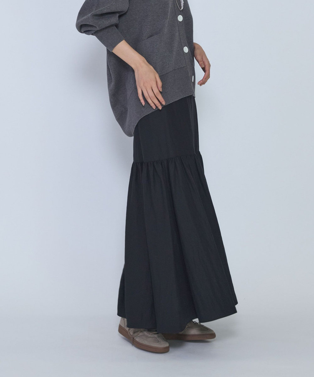 1er Arrondissement フィブリルポプリンティアードスカート ブラック