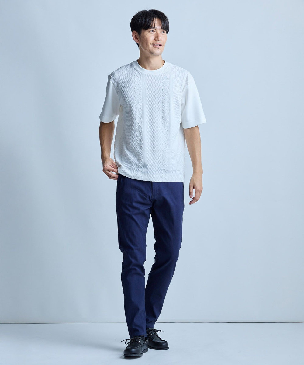 UNION STATION フクレジャガードコンビネーションTシャツ＜ストレッチ・ハンドウォッシャブル＞ ホワイト