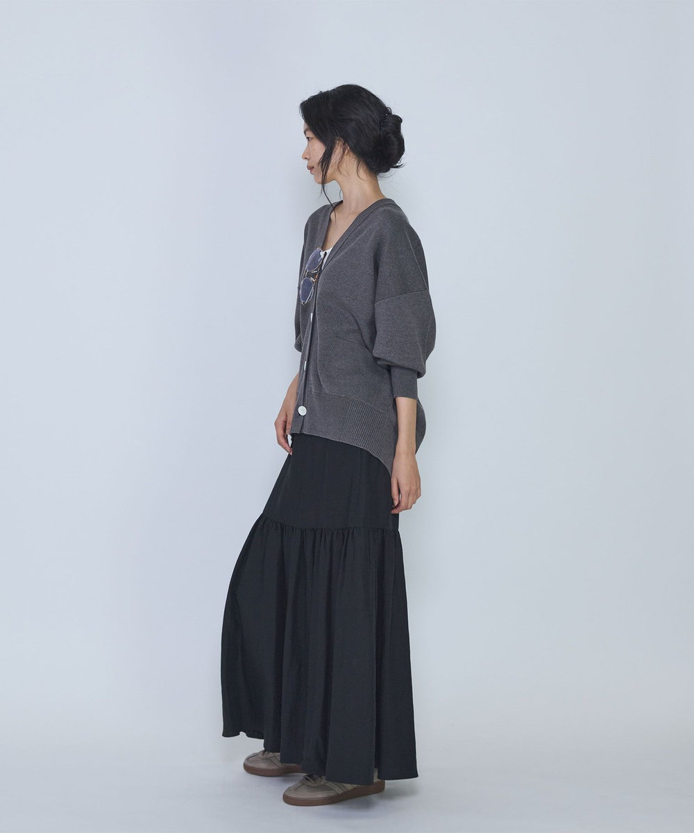 1er Arrondissement フィブリルポプリンティアードスカート ブラック