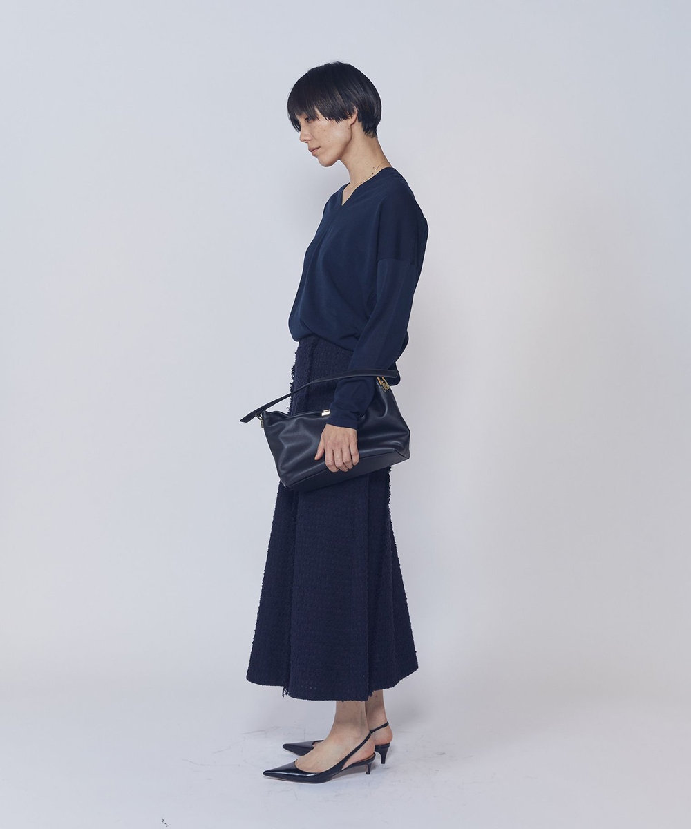 1er Arrondissement リングツイードフレアスカート ネイビー