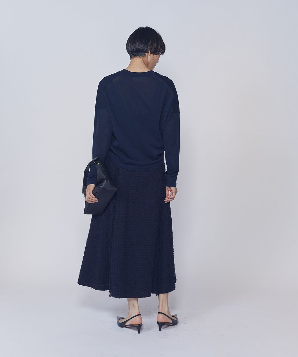 1er Arrondissement リングツイードフレアスカート ネイビー