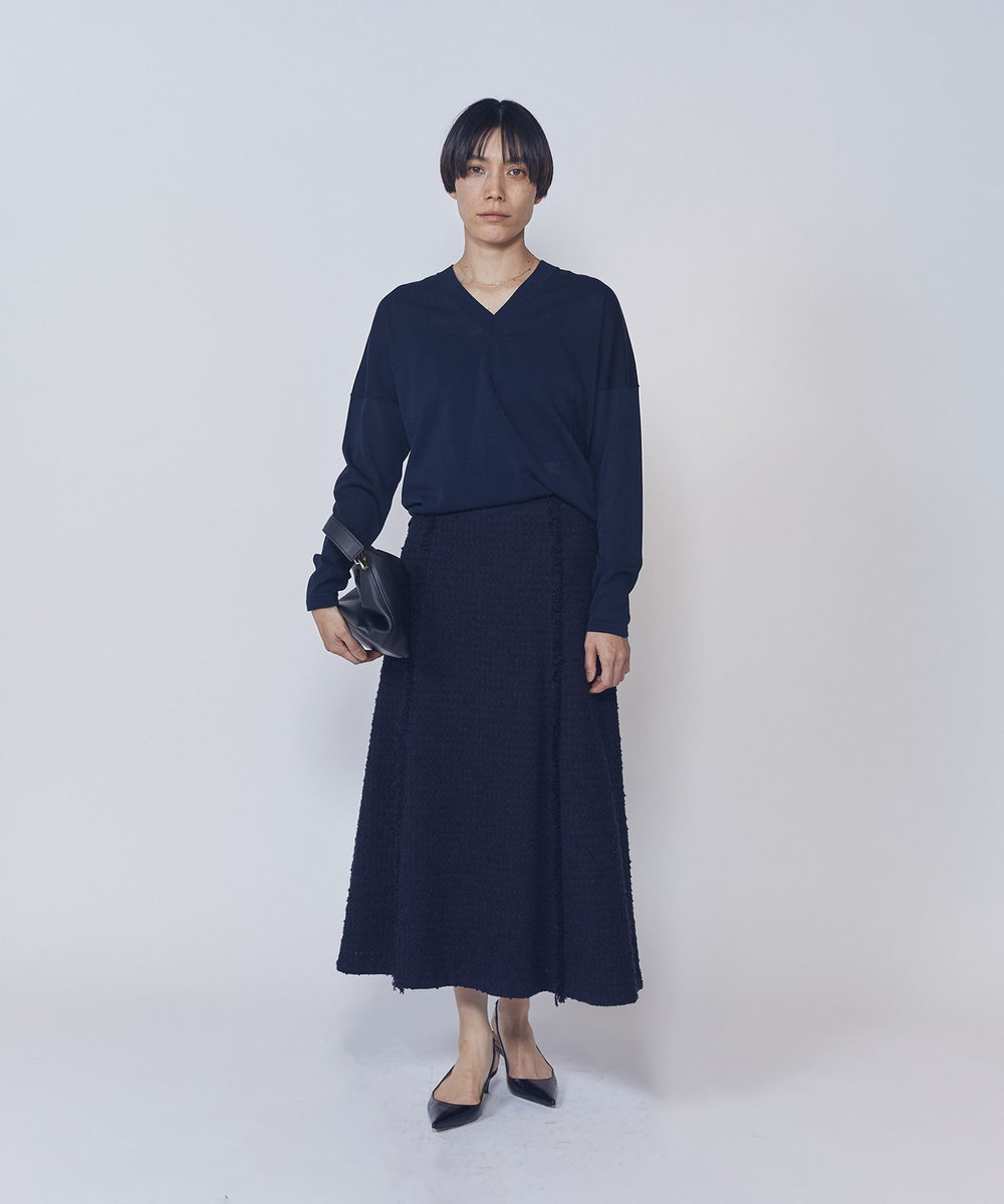 1er Arrondissement リングツイードフレアスカート ネイビー