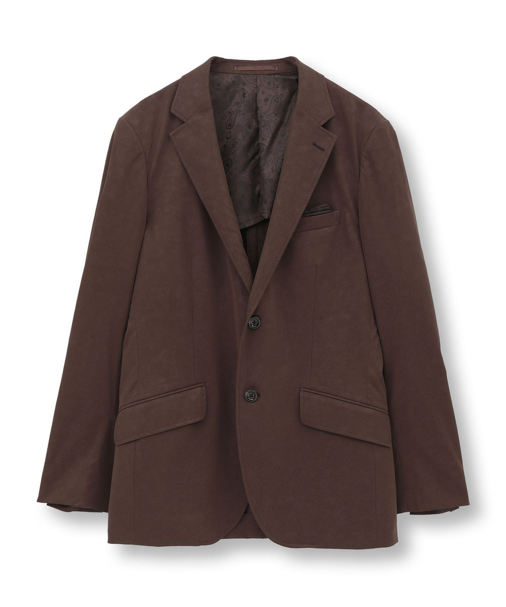 MEN'S BIGI フェイクレザー テーラードジャケット ブラウン