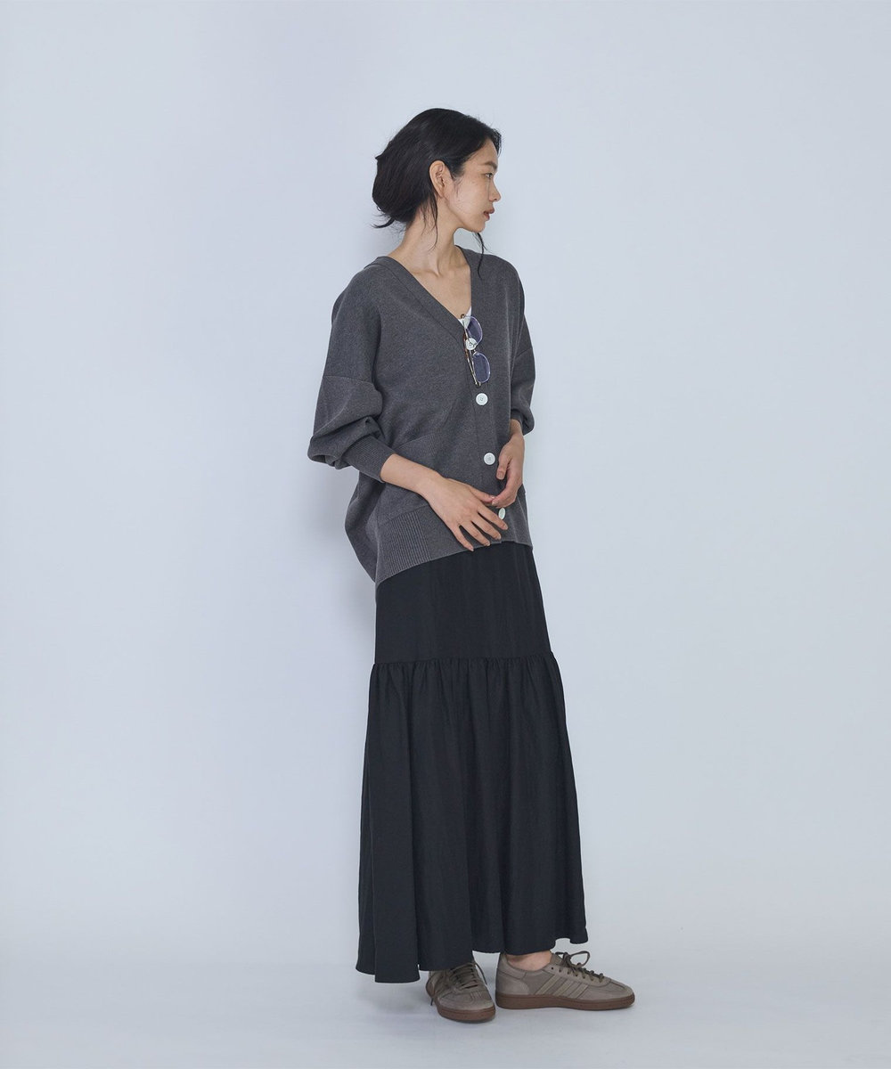 1er Arrondissement フィブリルポプリンティアードスカート ブラック