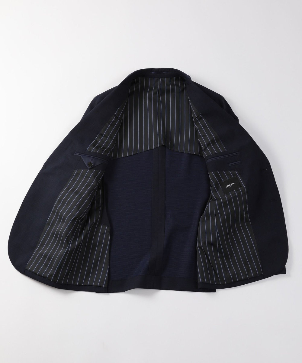 MEN'S BIGI ドビー柄スリムフィットスーツセットアップ ネイビー