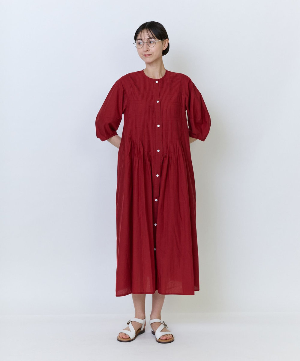LOISIR インドコットンキャンブリックワンピース レッド