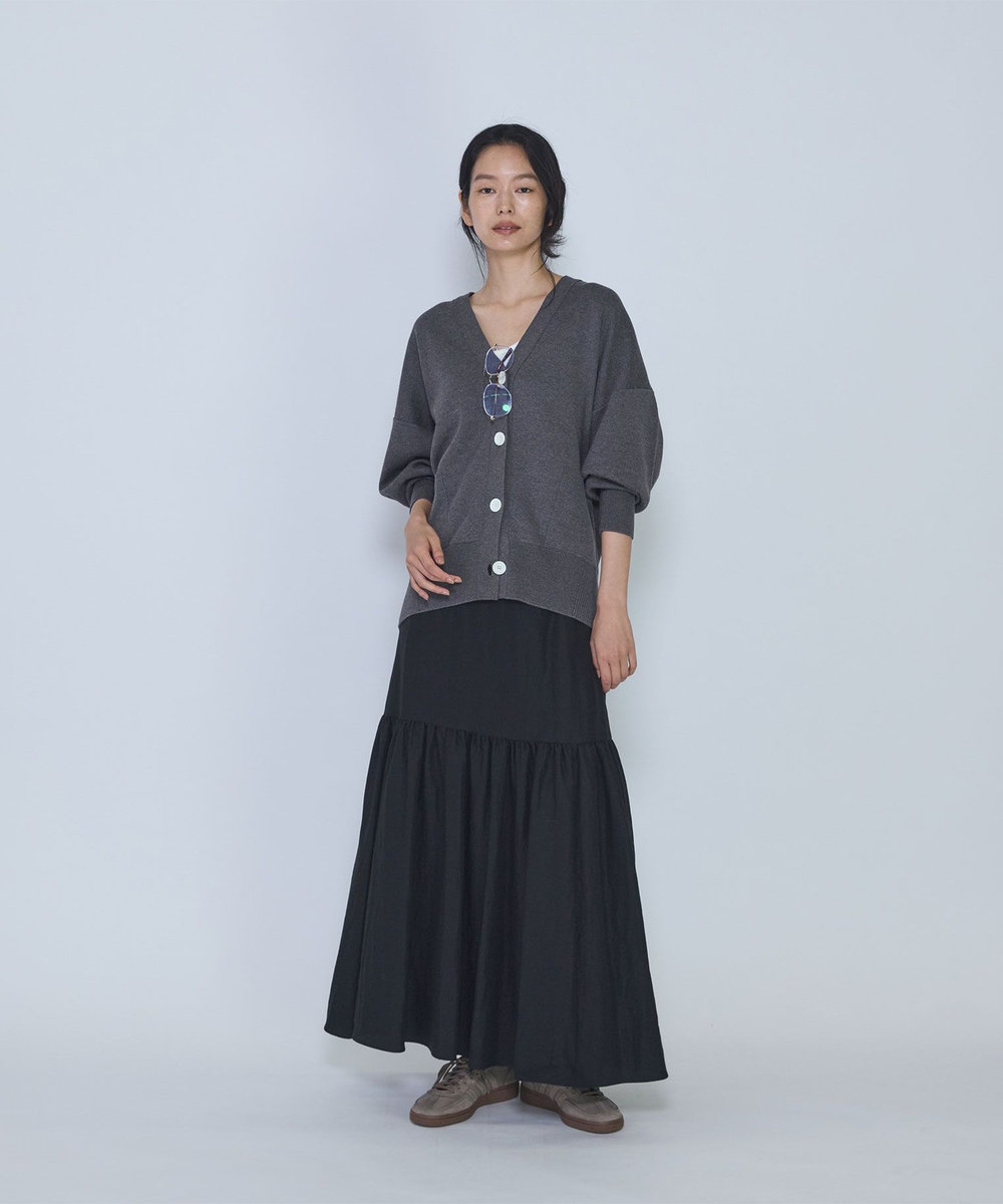 1er Arrondissement フィブリルポプリンティアードスカート ブラック