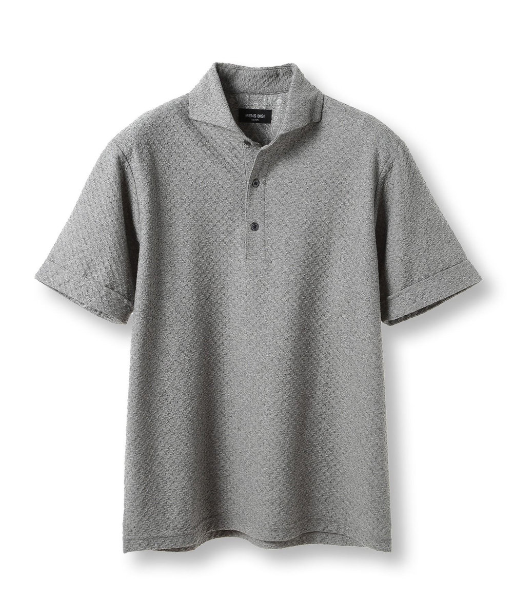 MEN'S BIGI シャーリングジャカードポロシャツ グレー