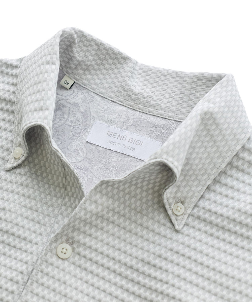MEN'S BIGI 【ACTIVE TAILOR】ニットサッカーポロシャツ<COOL MAX/吸水速乾> グレー