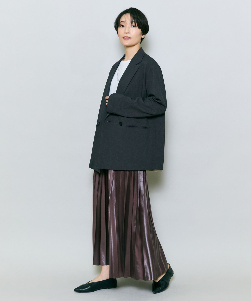 MOGA ハンマーサテンプリーツスカート ブラウン