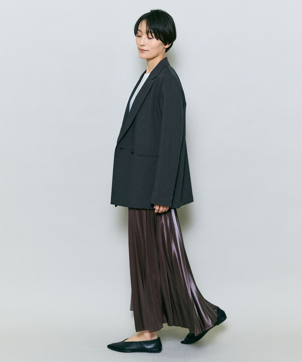 MOGA ハンマーサテンプリーツスカート ブラウン