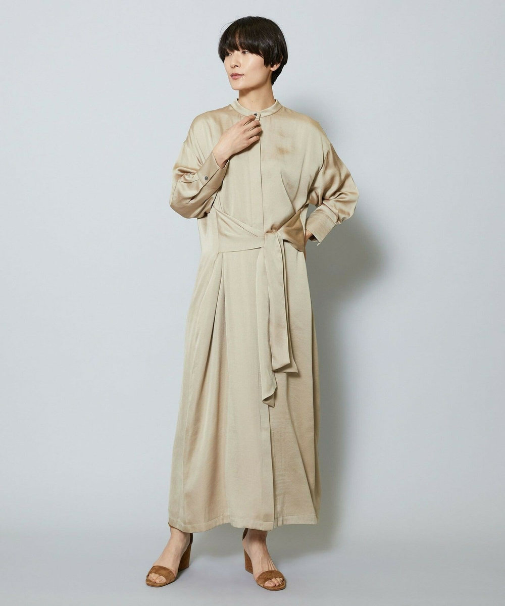 MOGA 雑誌eclat ×スタイリスト池田奈加子コラボ ドレープサテンワンピース ベージュ