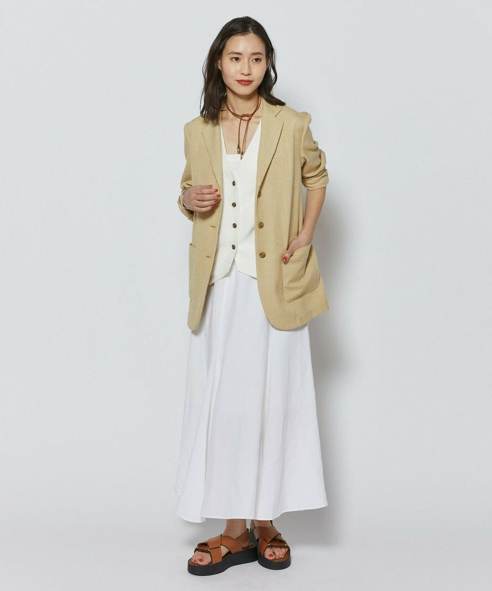 L'EQUIPE レーヨンリネンタンブラースカート ホワイト