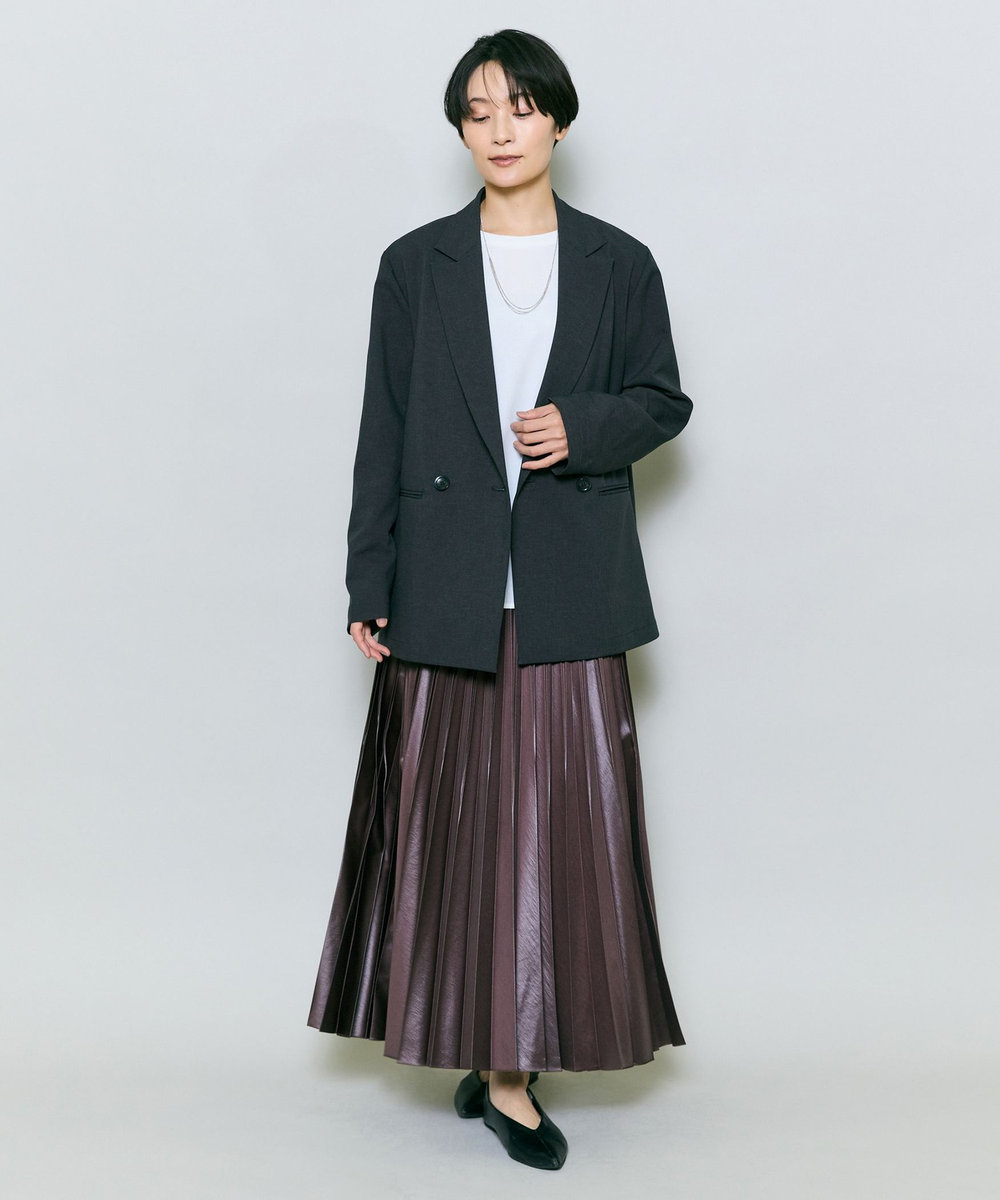 MOGA ハンマーサテンプリーツスカート ブラウン