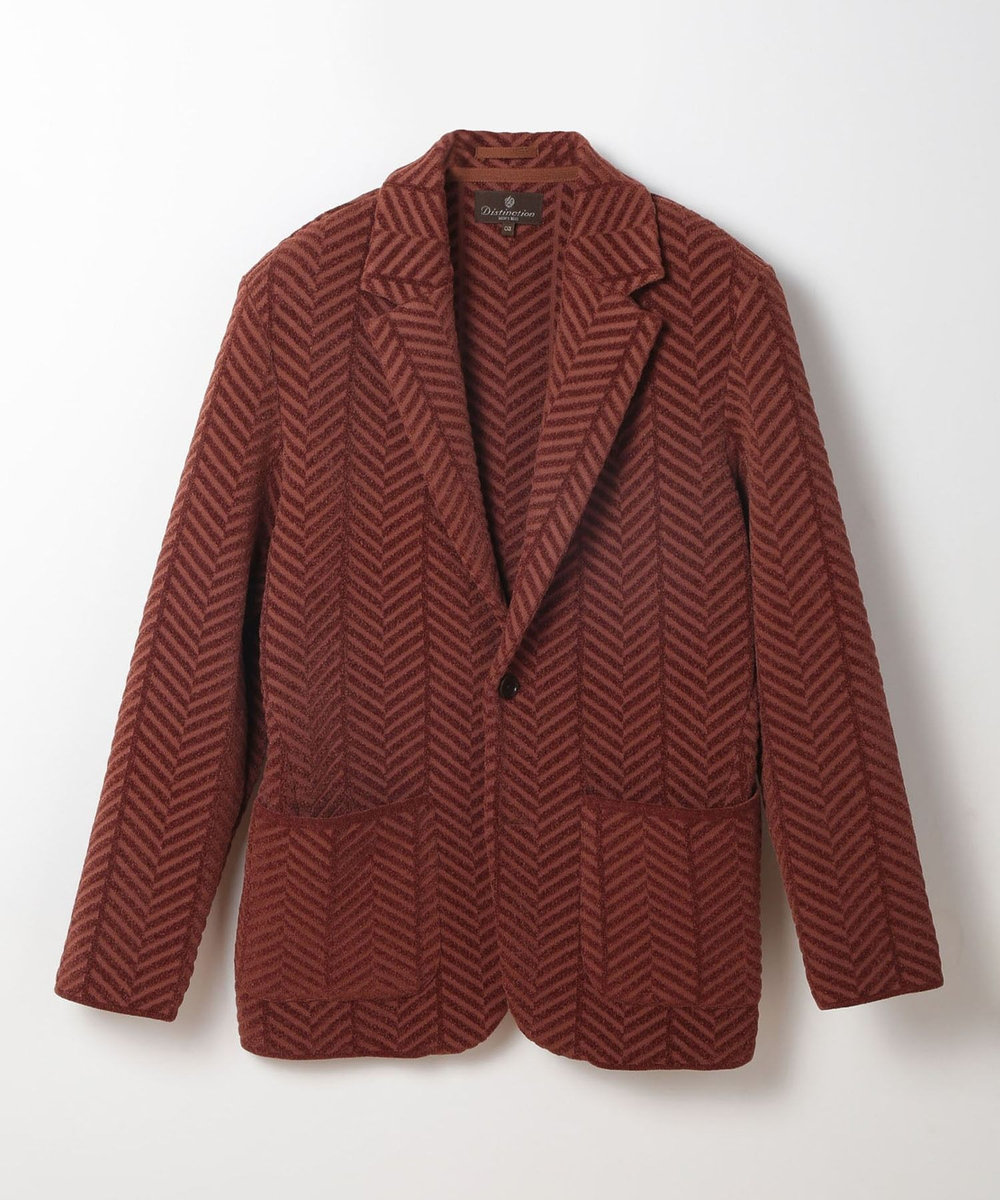 MEN'S BIGI ヘリンボーンニットジャケット レンガ