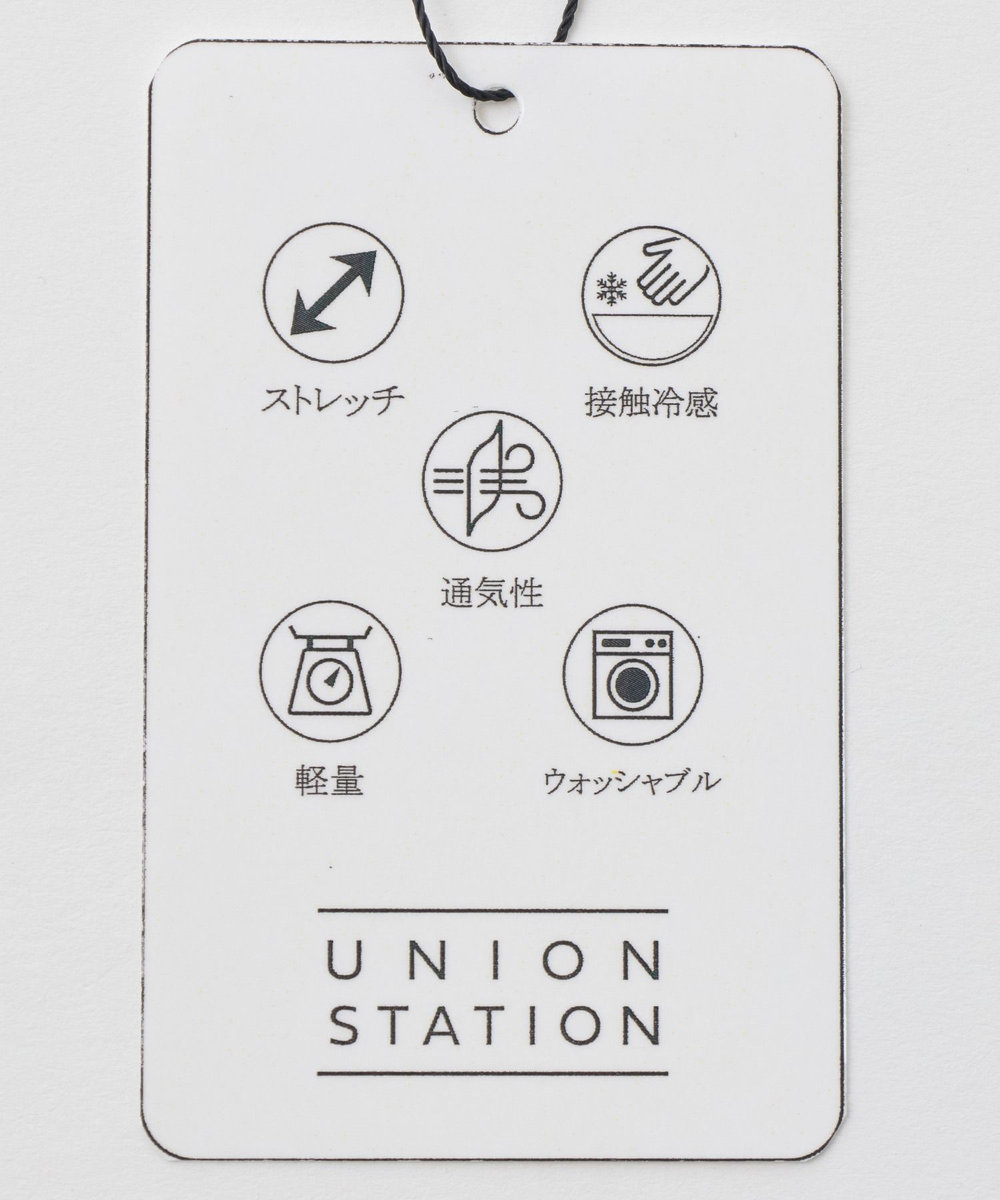 UNION STATION ドットメッシュ5分袖カーディガン〈ストレッチ・イージーケア・接触冷感・通気性・速乾〉 ネイビー