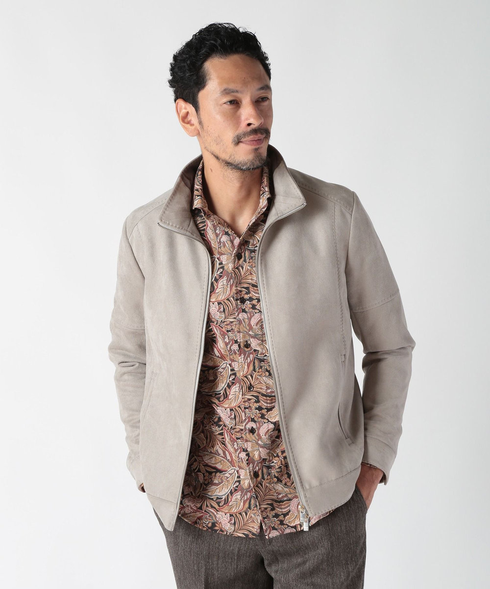 MEN'S BIGI フェイクスエードストレッチダンボールジャケット ライトグレー