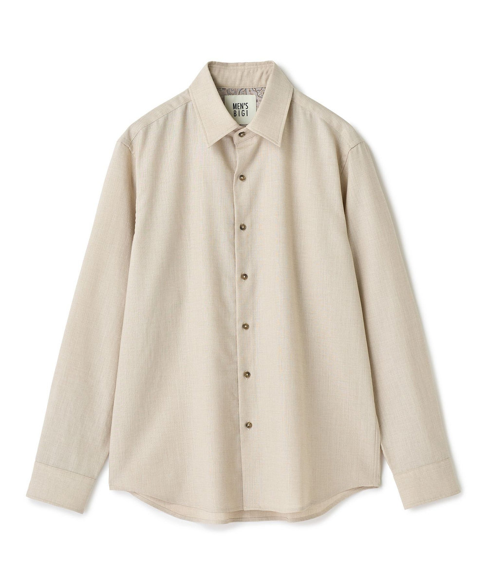 MEN'S BIGI トリアセリネン調ストレッチ カジュアルシャツ＜接触冷感/UVカット/ストレッチ/防シワ/EASY CARE＞ ベージュ