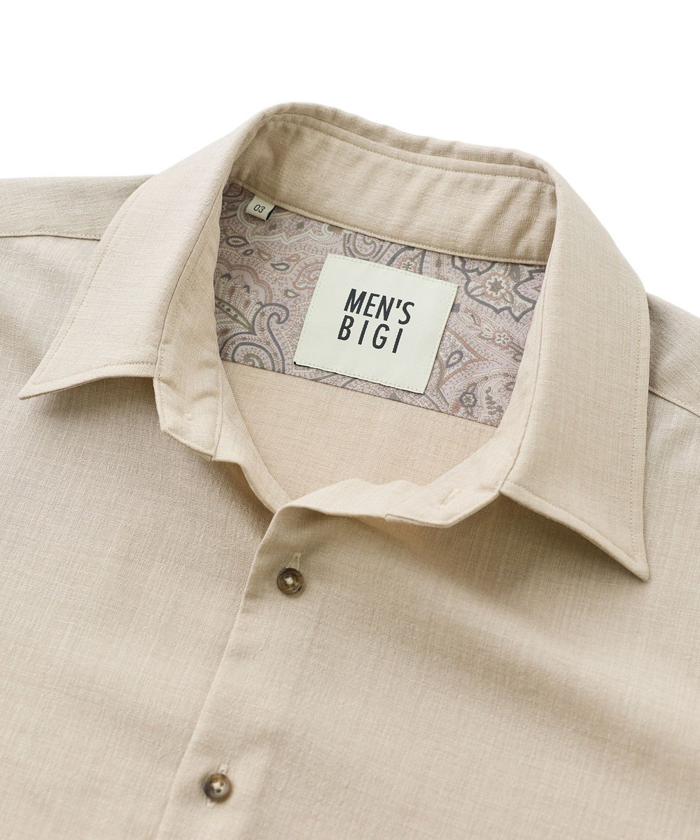 MEN'S BIGI トリアセリネン調ストレッチ カジュアルシャツ＜接触冷感/UVカット/ストレッチ/防シワ/EASY CARE＞ ベージュ