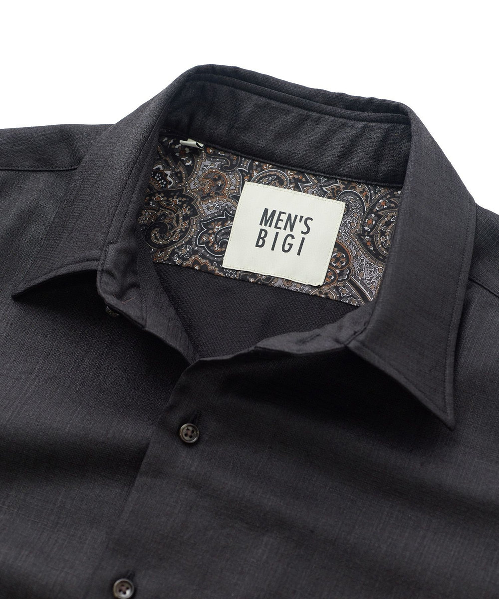 MEN'S BIGI トリアセリネン調ストレッチ カジュアルシャツ＜接触冷感/UVカット/ストレッチ/防シワ/EASY CARE＞ ブラック