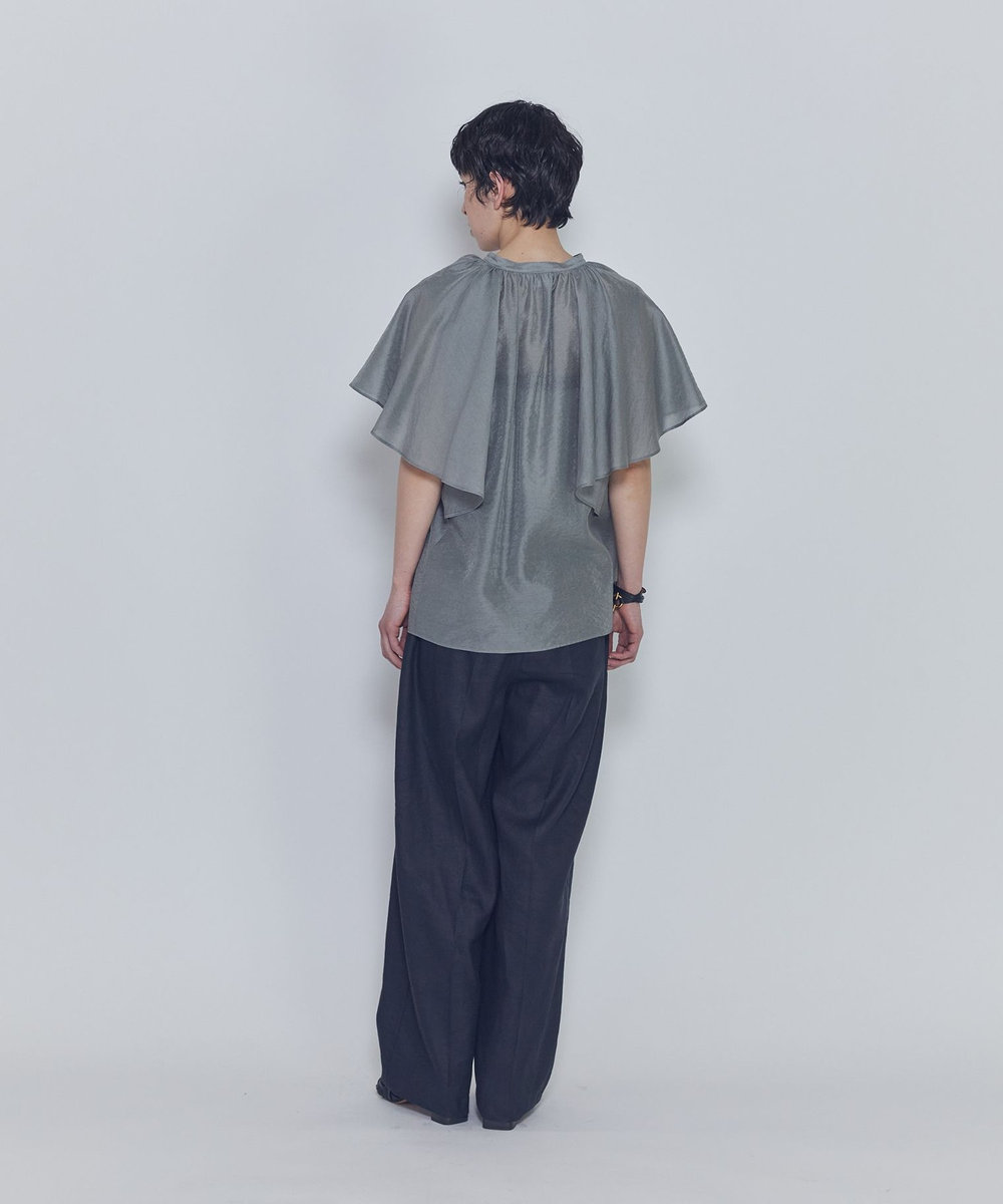 1er Arrondissement シアーキュプラシルクラッフルブラウス グレー