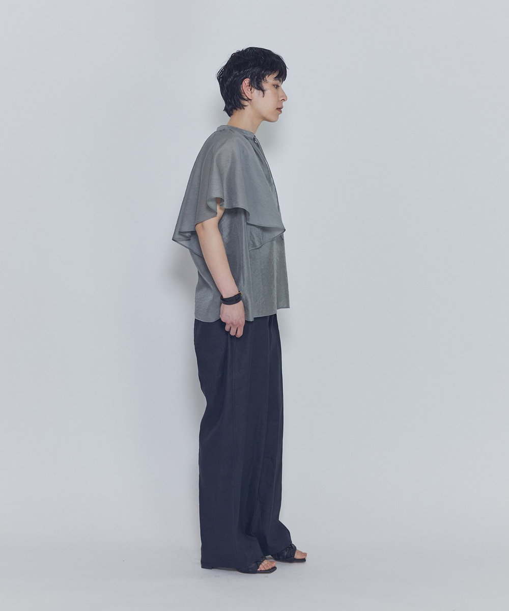 1er Arrondissement シアーキュプラシルクラッフルブラウス グレー
