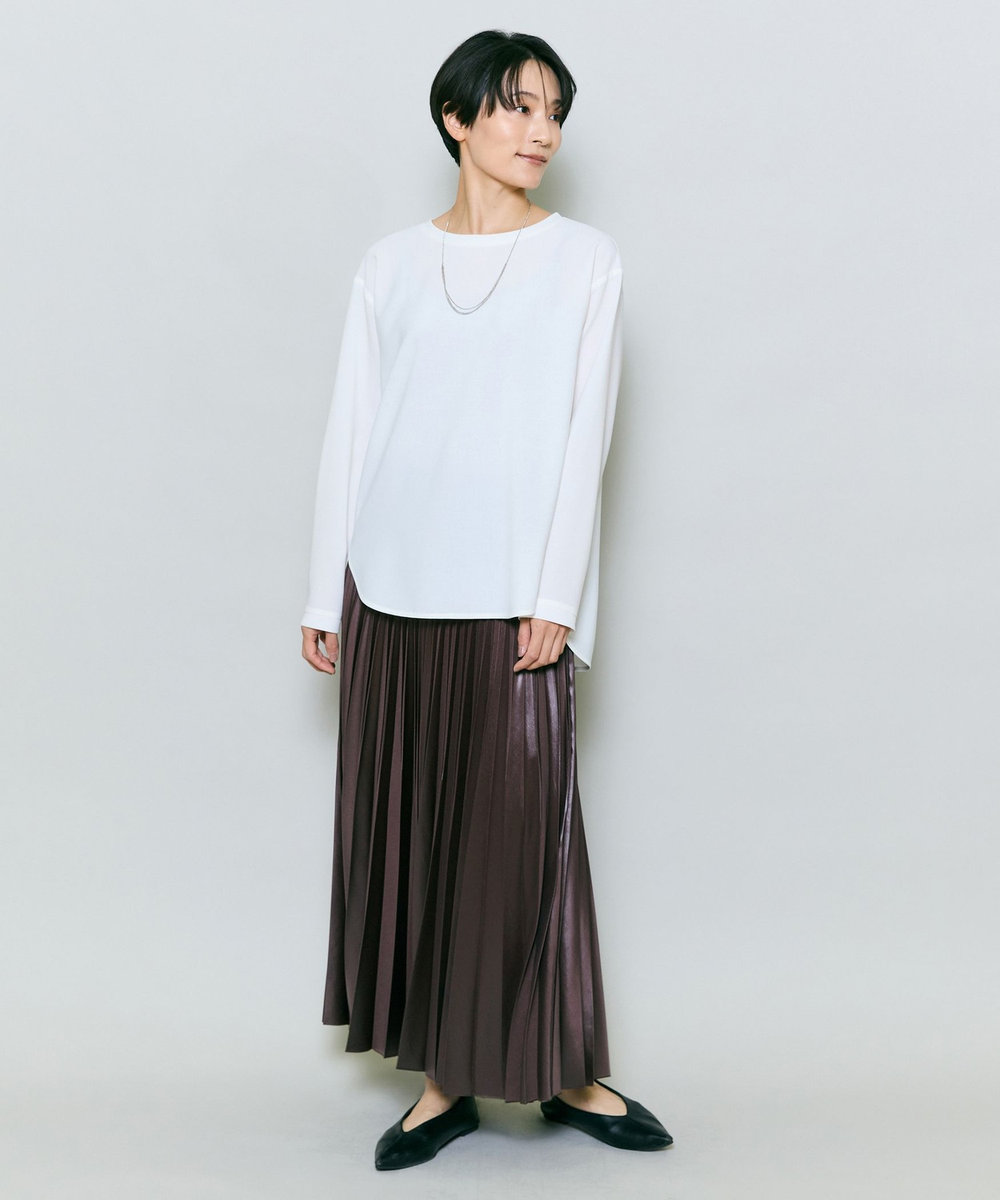 MOGA ハンマーサテンプリーツスカート ブラウン