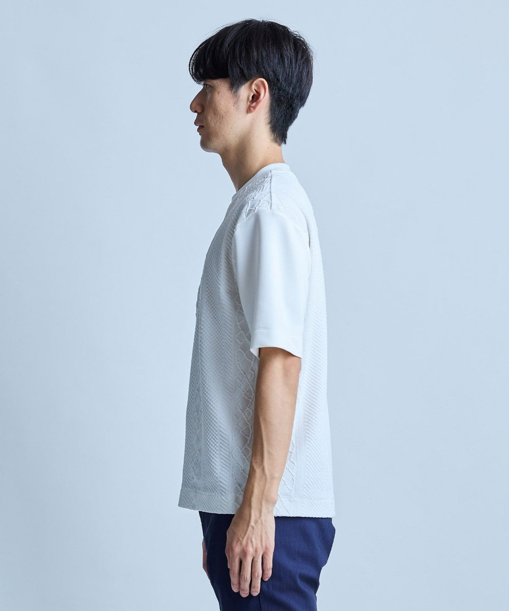 UNION STATION フクレジャガードコンビネーションTシャツ＜ストレッチ・ハンドウォッシャブル＞ ホワイト