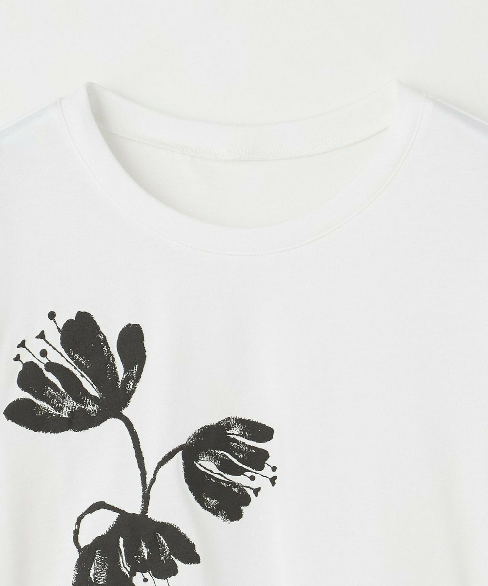 L'EQUIPE Lサイズ（大きいサイズ） 【大きいサイズ】フラワー顔料プリントTシャツ ホワイト