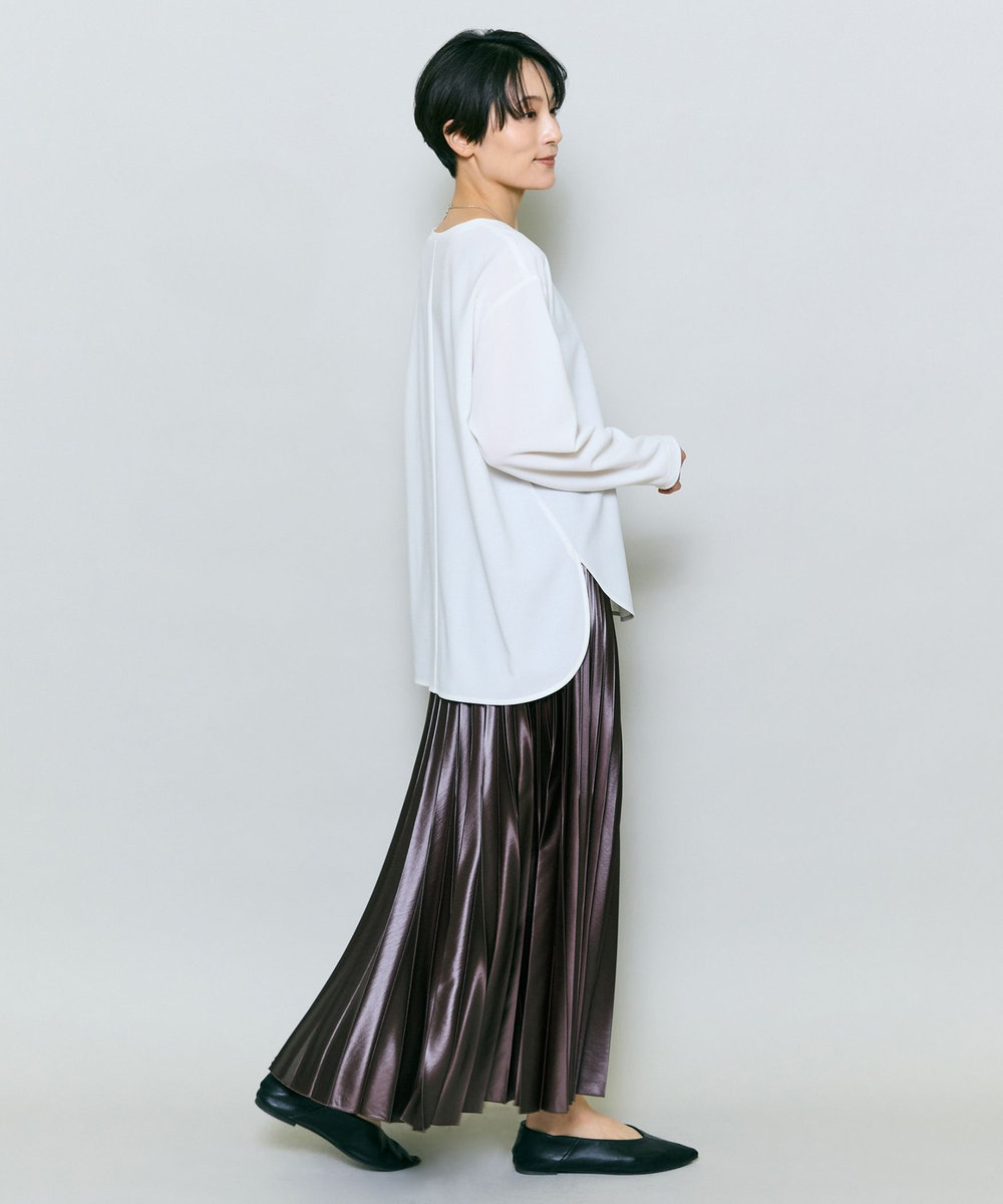 MOGA ハンマーサテンプリーツスカート ブラウン