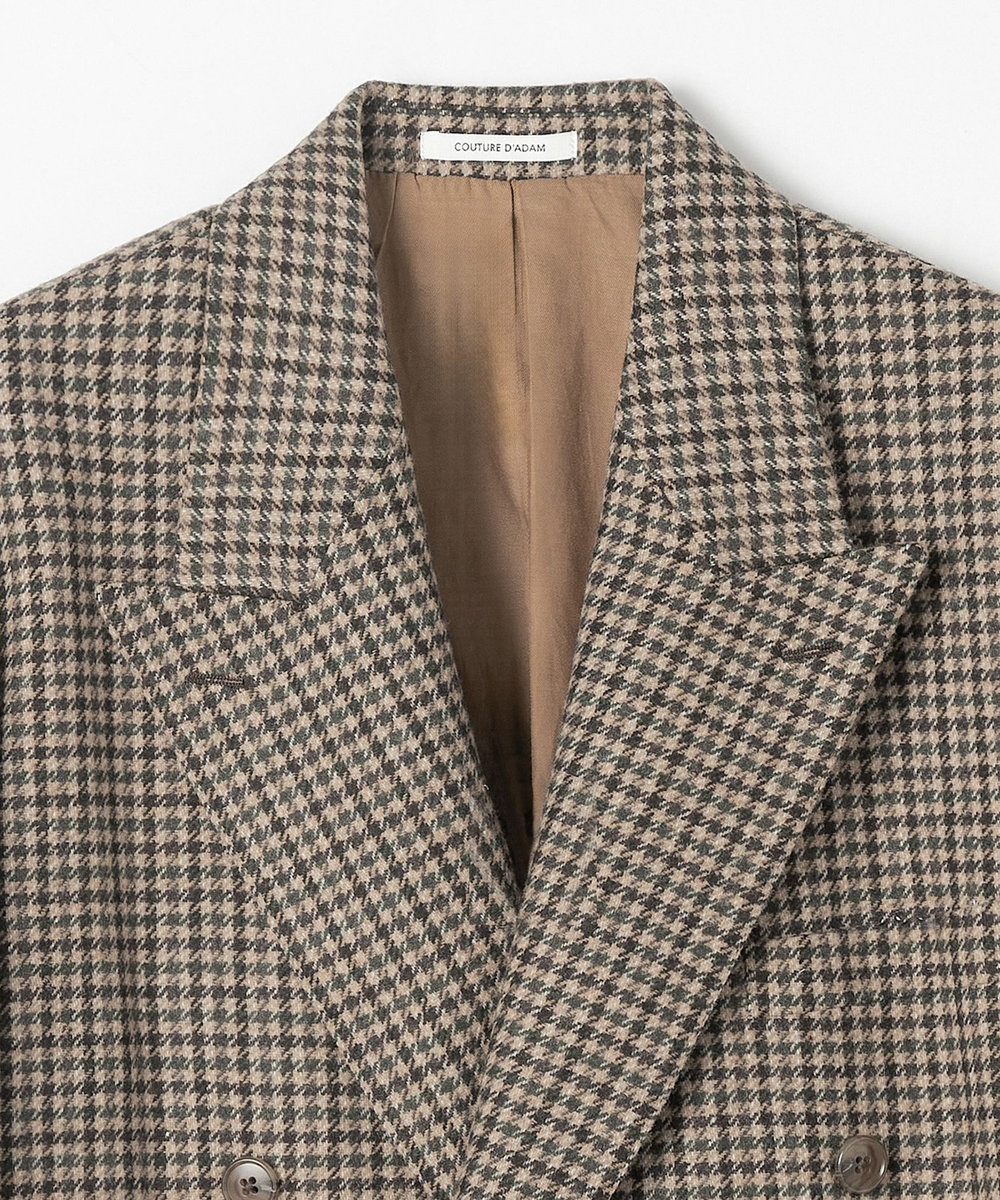 1er Arrondissement ＜COUTURE D'ADAM/クチュール ド アダム＞" Italian Shepherd Check"ビッグダブルジャケット ブラウン