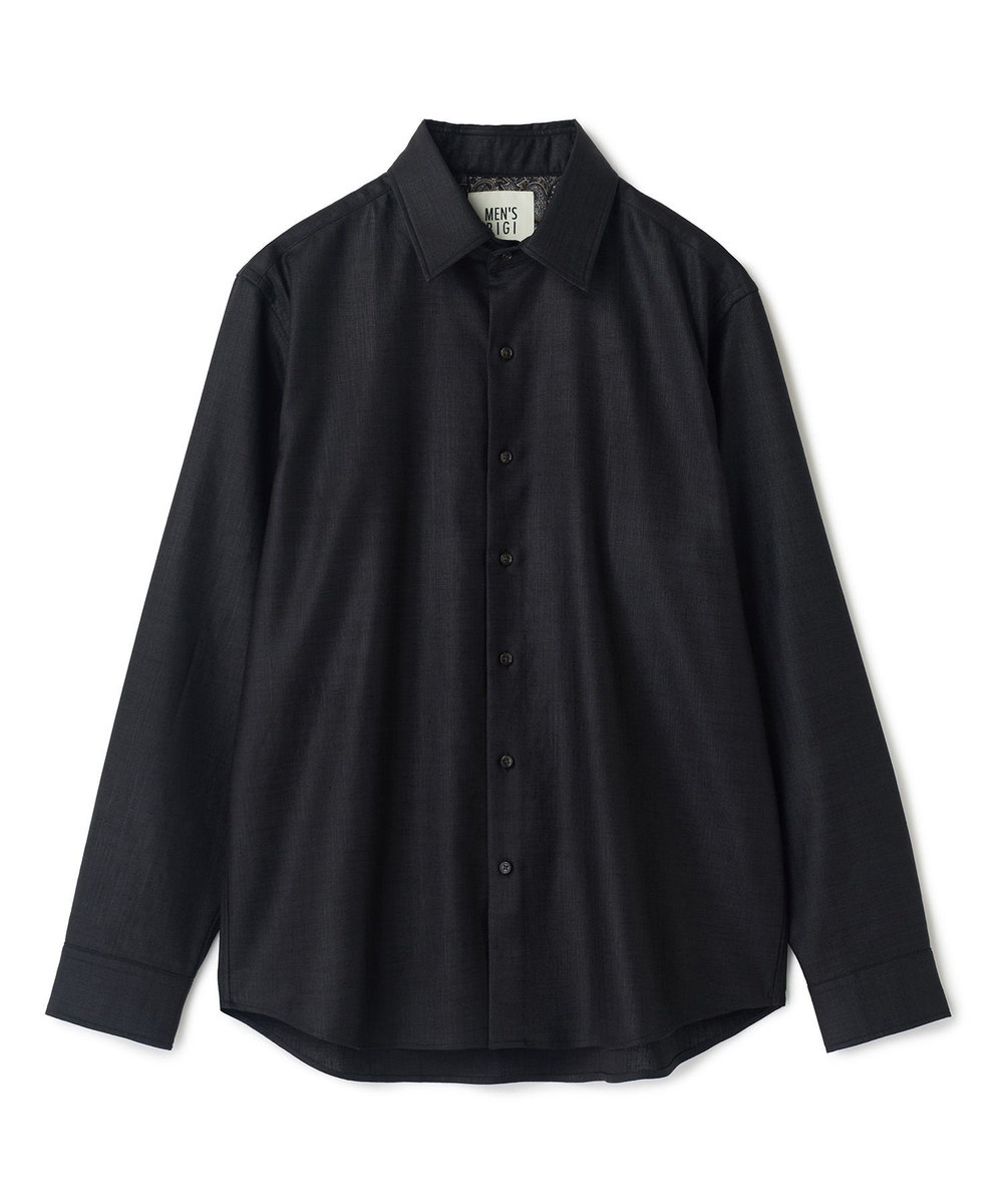 MEN'S BIGI トリアセリネン調ストレッチ カジュアルシャツ＜接触冷感/UVカット/ストレッチ/防シワ/EASY CARE＞ ブラック