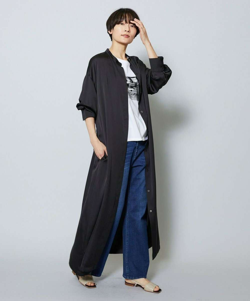 MOGA 雑誌eclat ×スタイリスト池田奈加子コラボ ドレープサテンワンピース ブラック