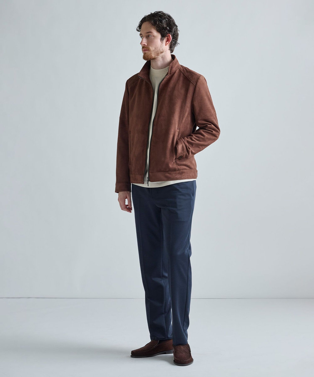 MEN'S BIGI フェイクスエードダンボール ライダースジャケット ブラウン