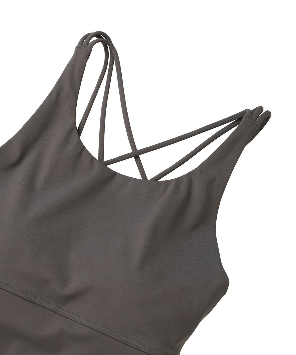 Julier 【定番】YOGA FITショートトップス/パット付き・UVカット・吸汗速乾・ホットヨガ対応・水着・水陸両用 グレー