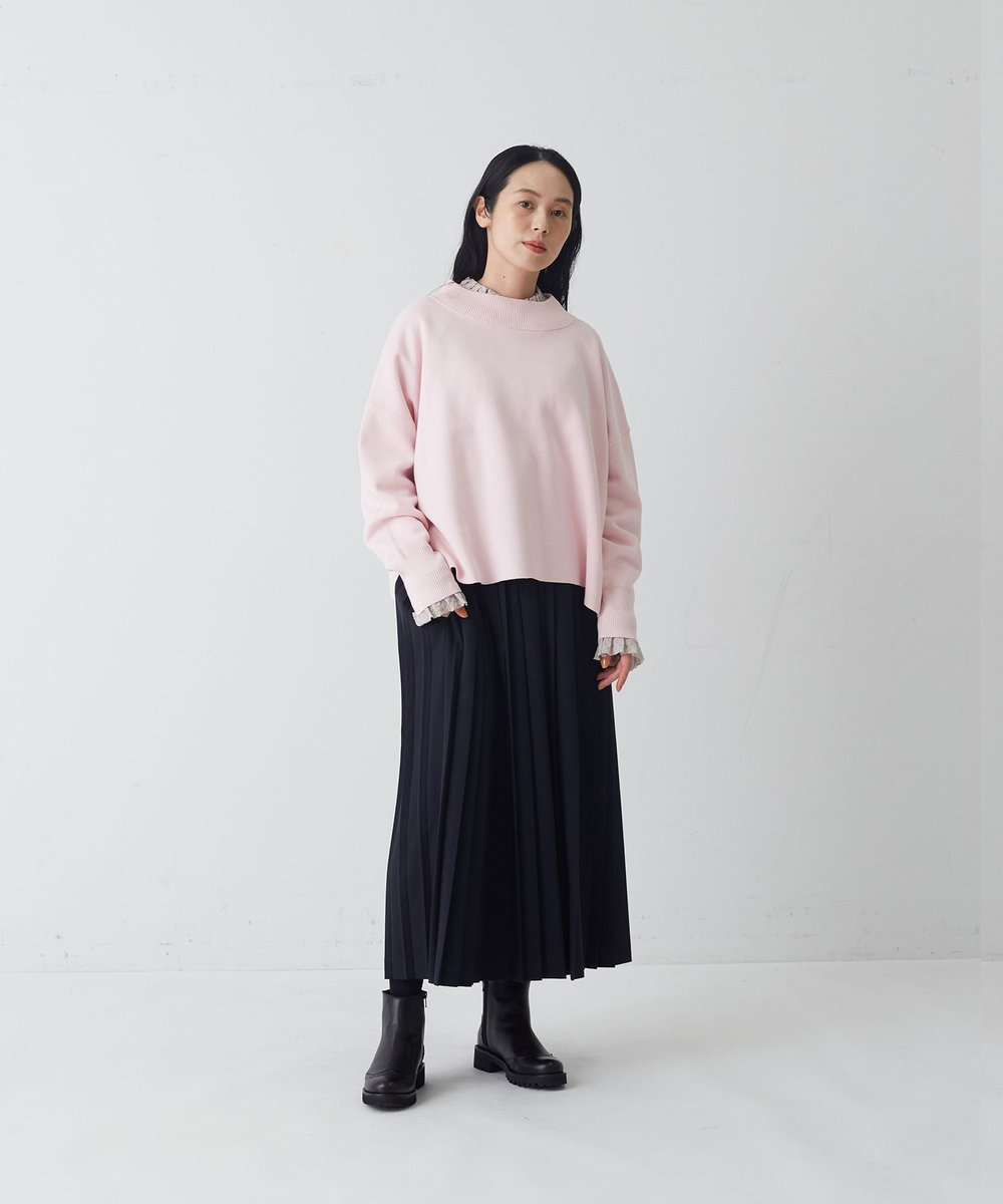 congés payés ADIEU TRISTESSE コットンミラノリブモックネックプルオーバー ピンク