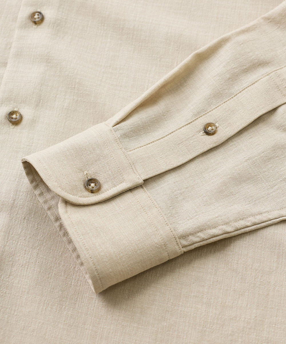 MEN'S BIGI トリアセリネン調ストレッチ カジュアルシャツ＜接触冷感/UVカット/ストレッチ/防シワ/EASY CARE＞ ベージュ