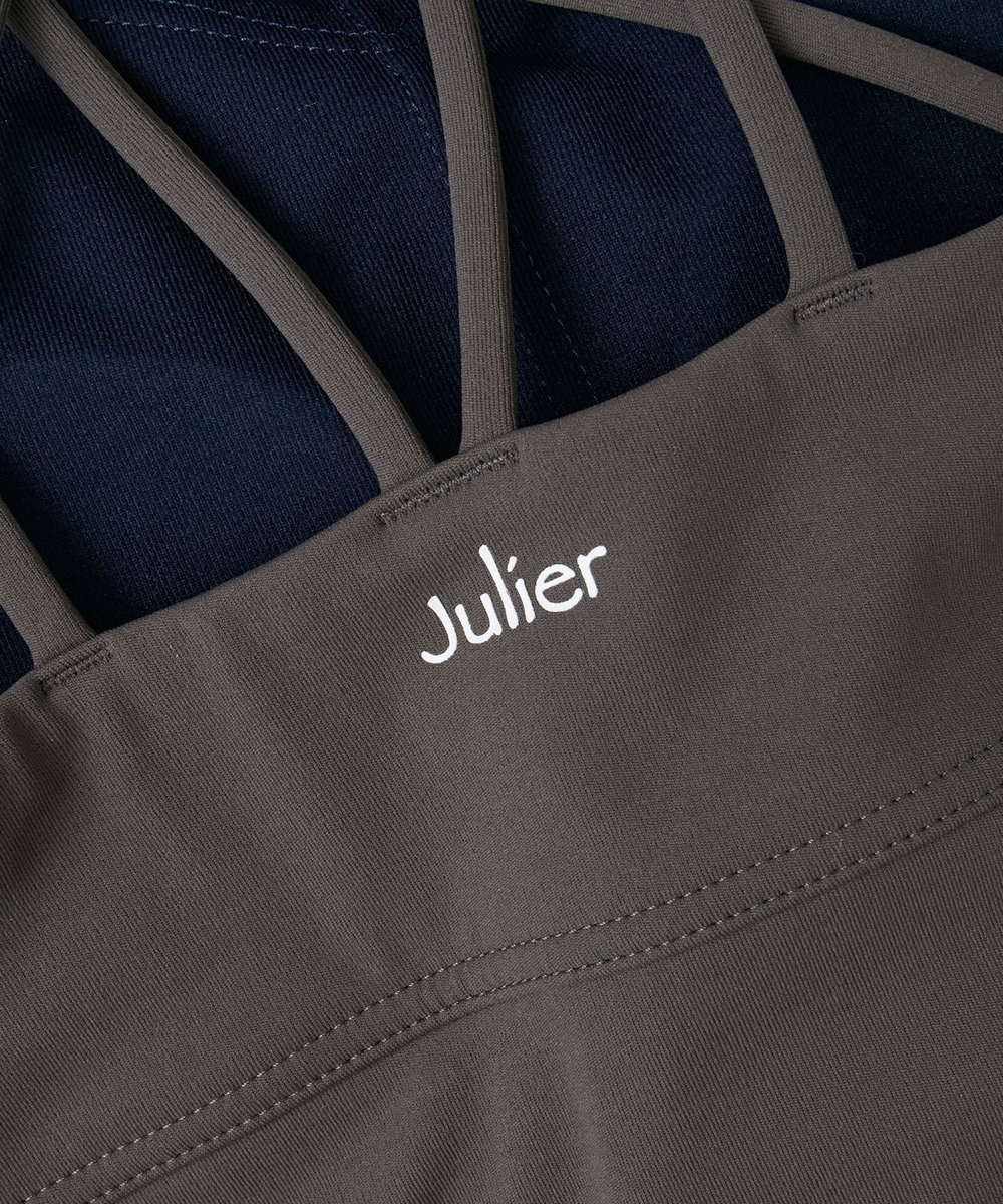 Julier 【定番】YOGA FITショートトップス/パット付き・UVカット・吸汗速乾・ホットヨガ対応・水着・水陸両用 グレー