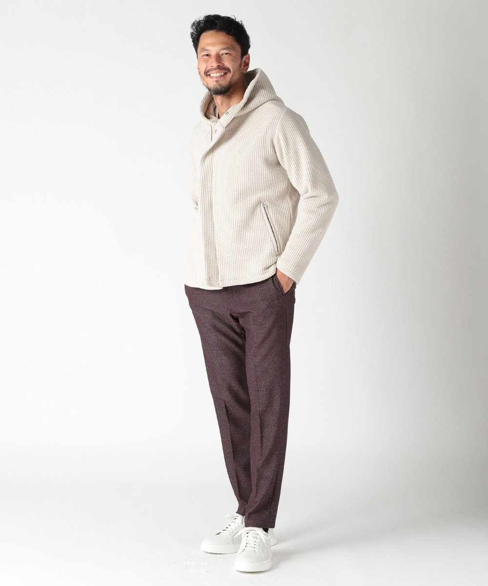 MEN'S BIGI 【ACTIVE TAILOR】ソフトサーモ混ツイードツイルパンツ ボルドー