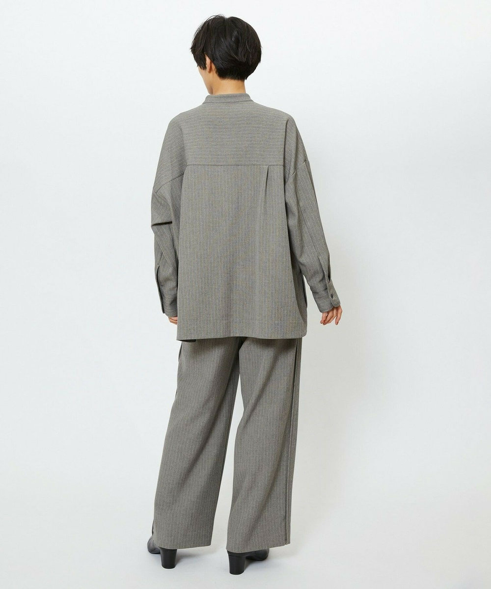 feerique feerique ウールライクストライプオーバーサイズシャツ ブラウン