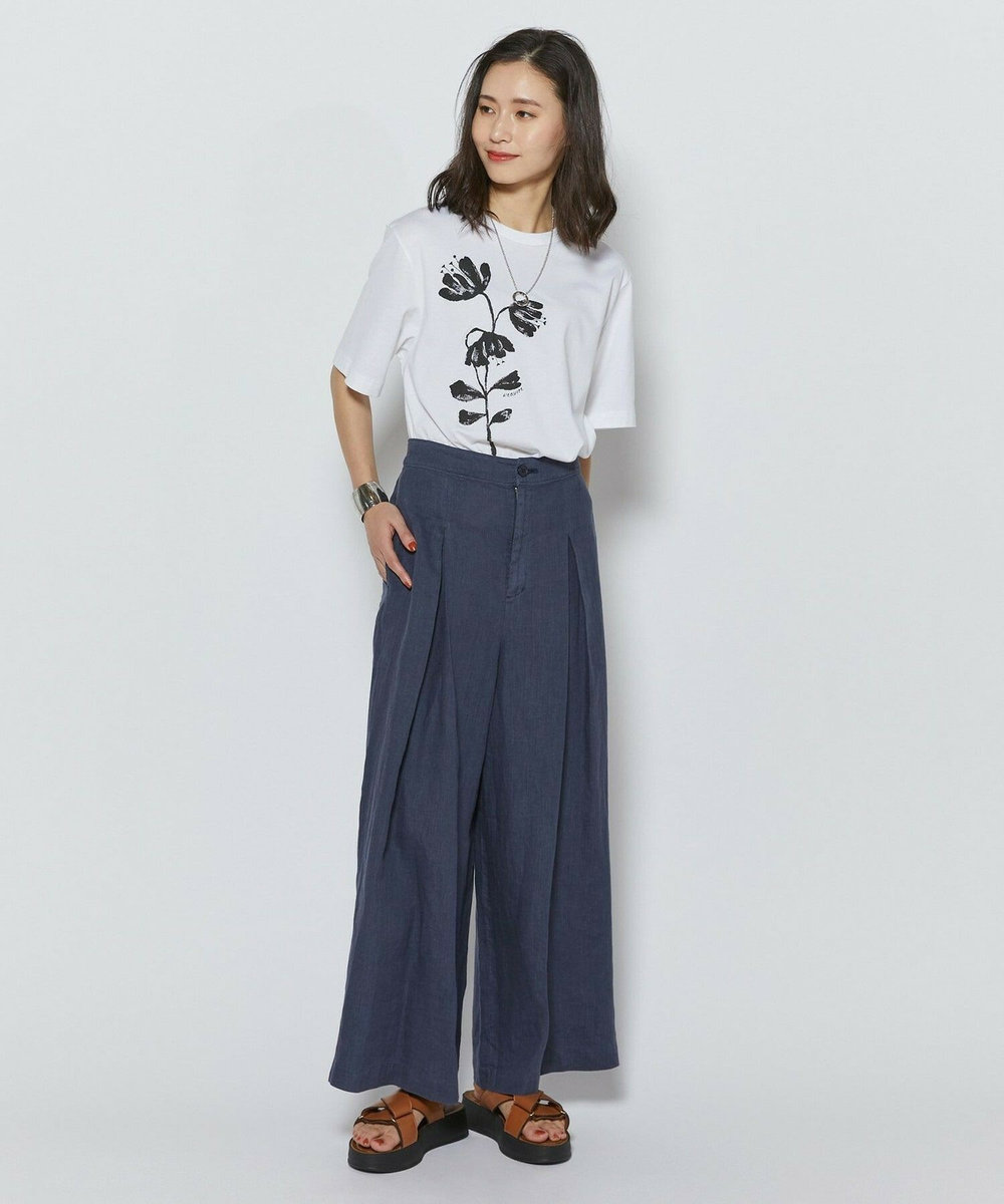 L'EQUIPE Lサイズ（大きいサイズ） 【大きいサイズ】フラワー顔料プリントTシャツ ホワイト