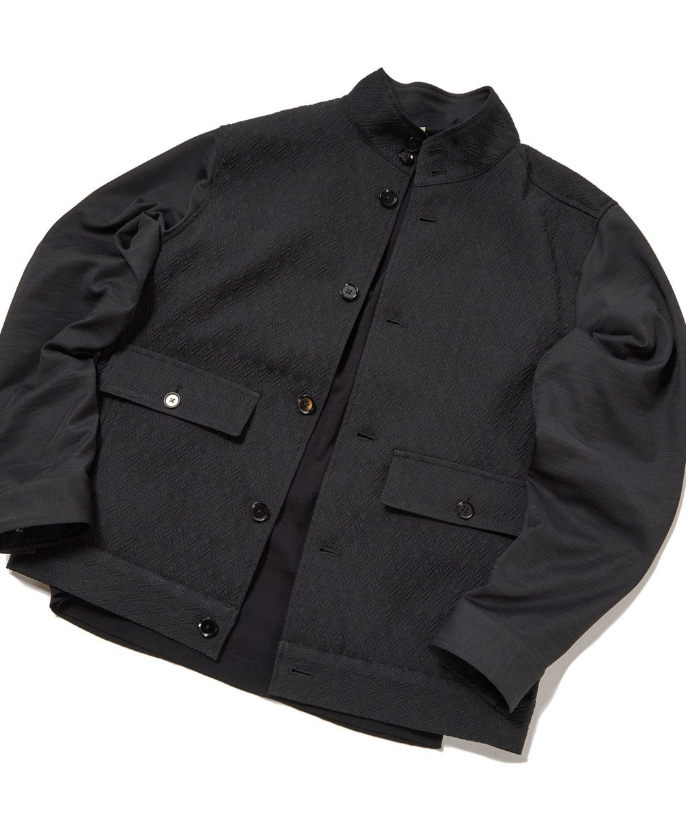 MEN'S BIGI 膨れジャガードストレッチブルゾン ブラック