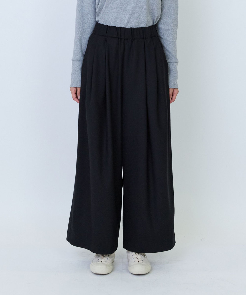 LOISIR エステルウールサキソニーワイドパンツ グリーン系その他