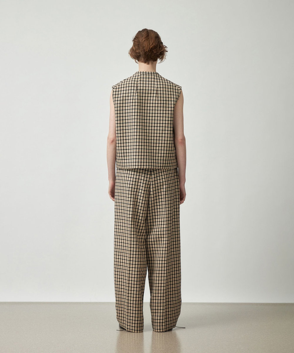 DÉPAREILLÉ WOOL CHECK GILET / ウールチェックジレ ブラウン系その他