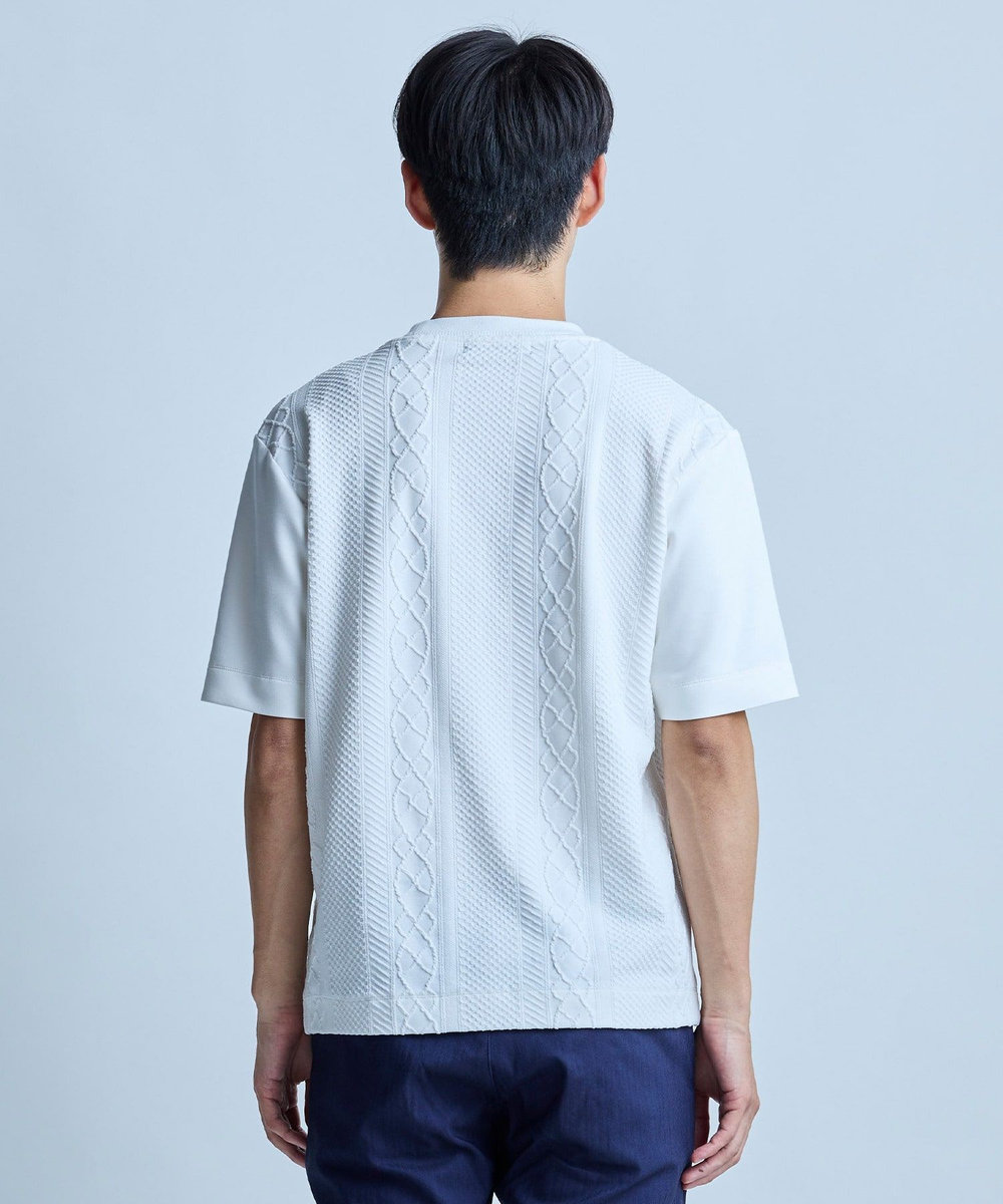 UNION STATION フクレジャガードコンビネーションTシャツ＜ストレッチ・ハンドウォッシャブル＞ ホワイト