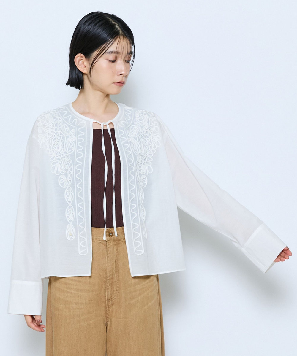feerique feerique コード刺繍ブラウス オフホワイト