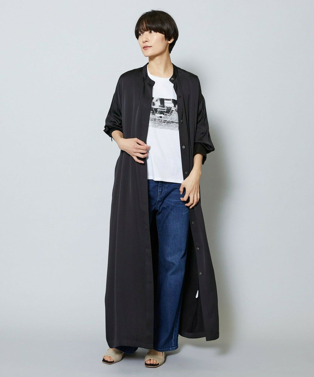 MOGA 雑誌eclat ×スタイリスト池田奈加子コラボ ドレープサテンワンピース ブラック
