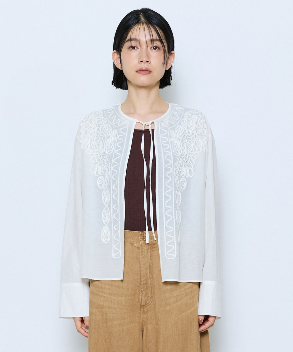feerique feerique コード刺繍ブラウス オフホワイト