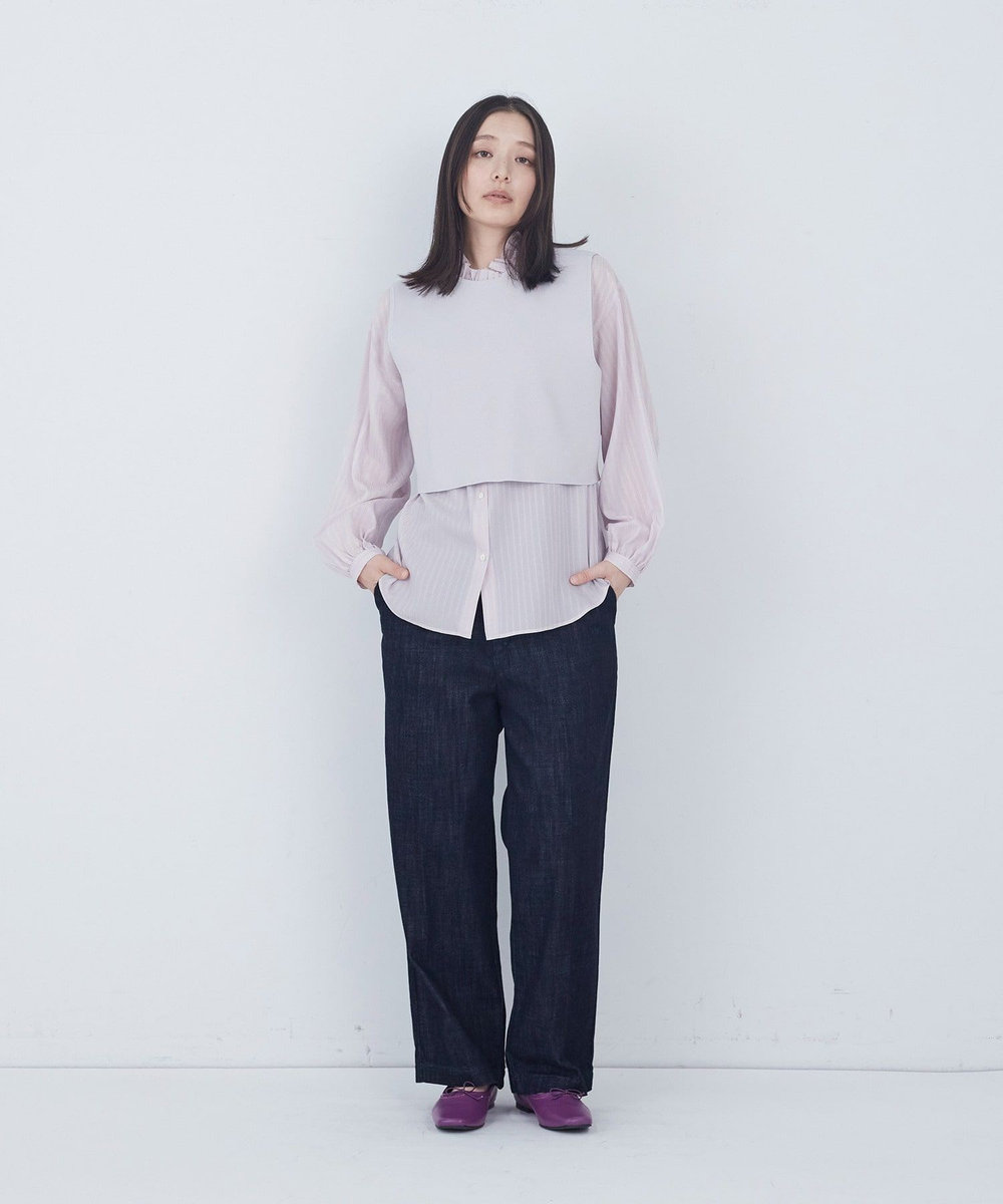 ADIEU TRISTESSE センタープレスストレートパンツ インディゴブルー