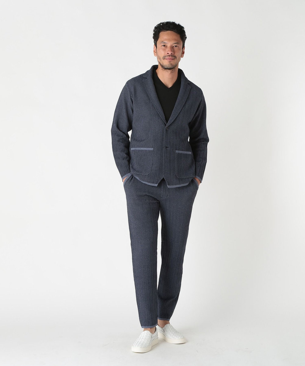 MEN'S BIGI 【ACTIVE TAILOR】ヘリンボーンニットパンツ ネイビー